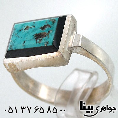 انگشتر فیروزه نیشابوری شجری مردانه مربعی شماره شش