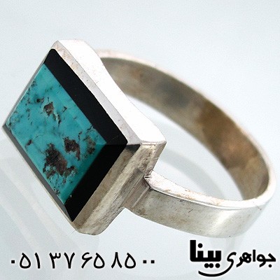 انگشتر فیروزه نیشابوری شجری مردانه مربعی شماره شش