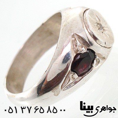 انگشتر چند جواهر زمرد و یاقوت گارنت و الماس مردانه زیبا