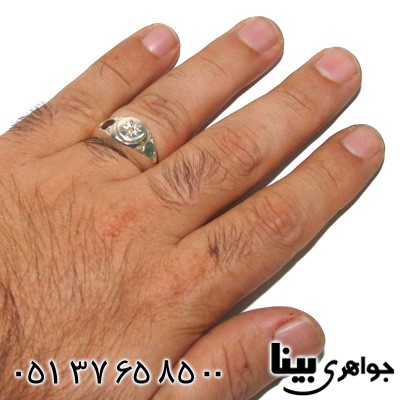 انگشتر چند جواهر زمرد و یاقوت گارنت و الماس مردانه زیبا