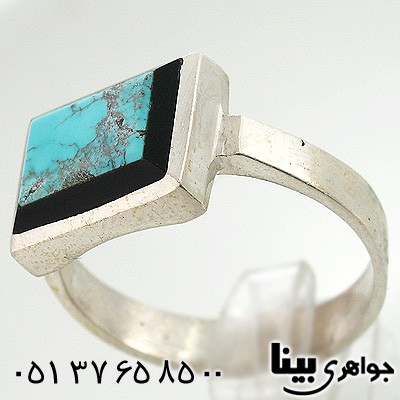 انگشتر فیروزه نیشابوری شجری مردانه مربعی