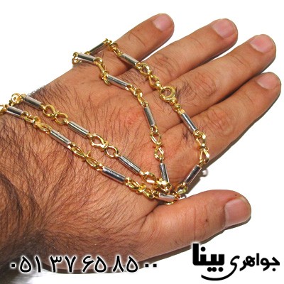 زنجیر نقره مردانه ترکیبی دو رنگ