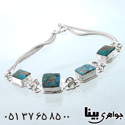 دستبند فیروزه نیشابوری شجری زنانه مربعی