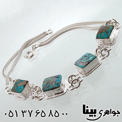 دستبند فیروزه نیشابوری شجری زنانه مربعی