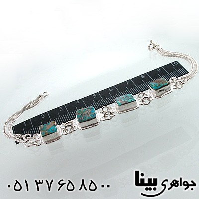 دستبند فیروزه نیشابوری شجری زنانه مربعی