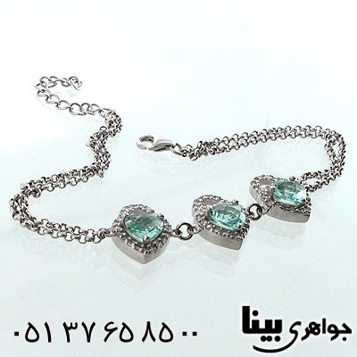 دستبند ابسیدین آبی زنانه طرح قلب