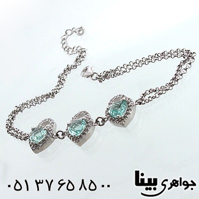 دستبند ابسیدین آبی زنانه طرح قلب