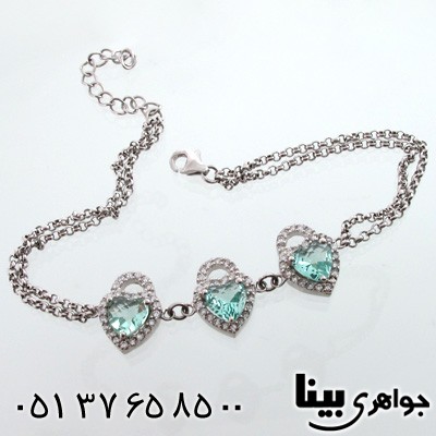 دستبند ابسیدین آبی زنانه طرح قلب