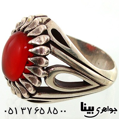 انگشتر عقیق یمنی مردانه طرح شمسه