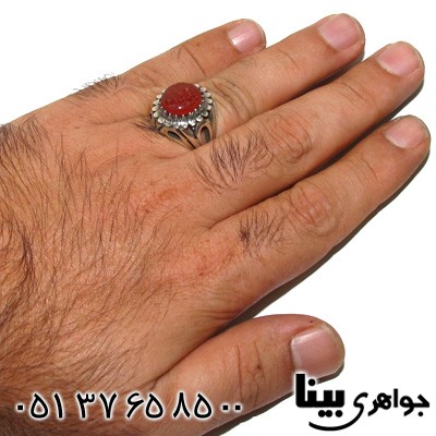 انگشتر عقیق یمنی مردانه با حکاکی نقش الله