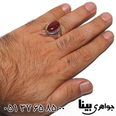 انگشتر عقیق یمنی مردانه طرح اسلیمی فاخر
