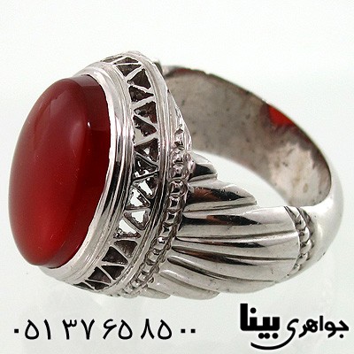 انگشتر عقیق یمنی مردانه طرح اسلیمی زیگزاکی