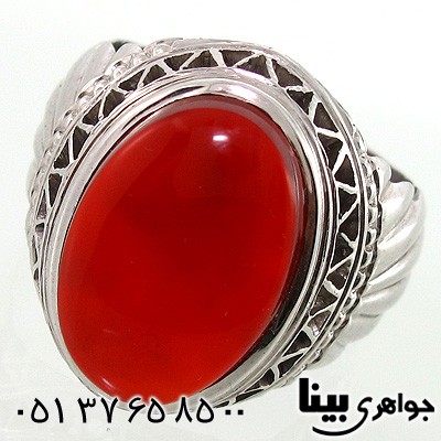 انگشتر عقیق یمنی مردانه طرح اسلیمی زیگزاکی