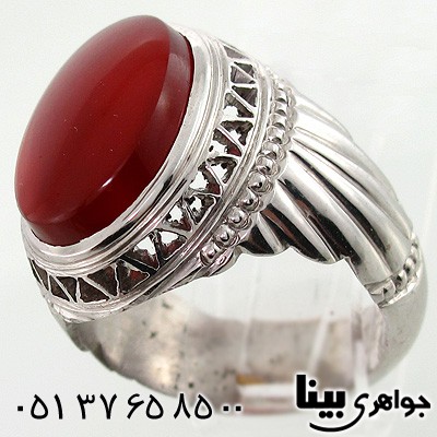 انگشتر عقیق یمنی مردانه طرح اسلیمی زیگزاکی