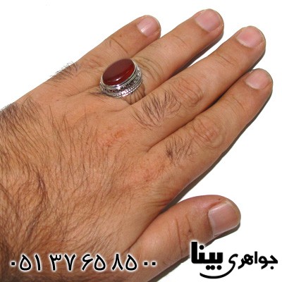 انگشتر عقیق یمنی مردانه طرح اسلیمی زیگزاکی