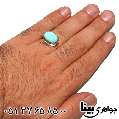 انگشتر فیروزه نیشابوری مردانه رکاب هشت ضلعی
