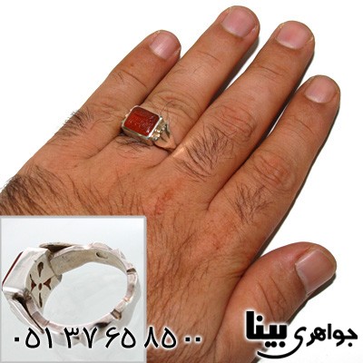 انگشتر عقیق یمنی مردانه با حکاکی لااله الا الله