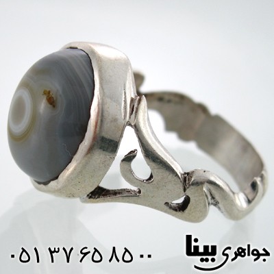 انگشتر عقیق باباقوری مردانه طرح یشمی