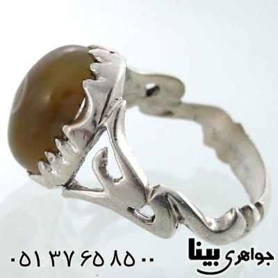 انگشتر عقیق باباقوری مردانه طرح یا علی چشمی