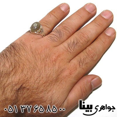 انگشتر عقیق باباقوری مردانه طرح یا علی چشمی