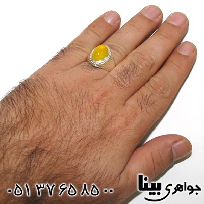 انگشتر عقیق شرف الشمس مردانه حرز امام جواد طرح شمسه