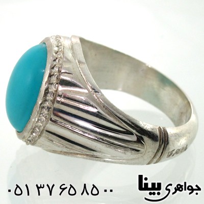 انگشتر فیروزه آمریکایی عجمی مردانه طرح درویش