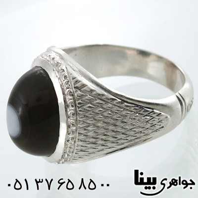 انگشتر عقیق باباقوری مردانه طرح سوهانی