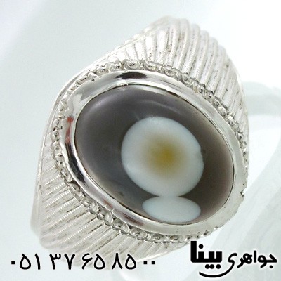 انگشتر عقیق باباقوری مردانه طرح شمسه