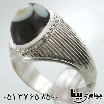 انگشتر عقیق باباقوری مردانه طرح شمسه