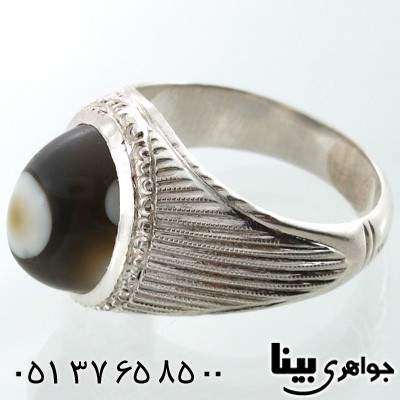 انگشتر عقیق باباقوری مردانه طرح شمسه