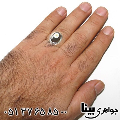 انگشتر عقیق باباقوری مردانه طرح شمسه