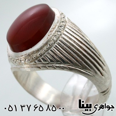 انگشتر عقیق یمنی مردانه درشت طرح شمسه