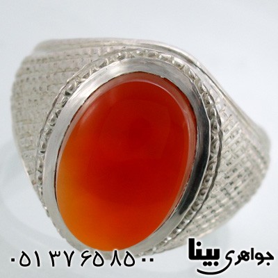 انگشتر عقیق یمنی مردانه درشت طرح سوهانی