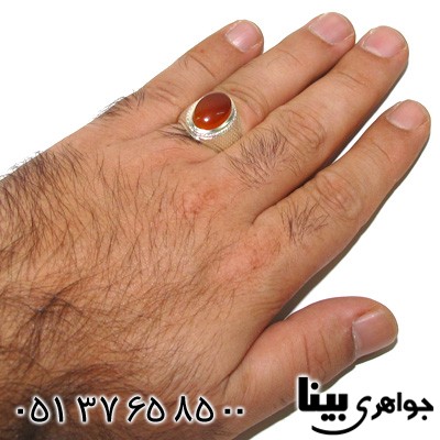 انگشتر عقیق یمنی مردانه درشت طرح سوهانی