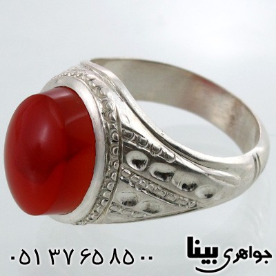 انگشتر عقیق یمنی مردانه درشت طرح خط و نقطه