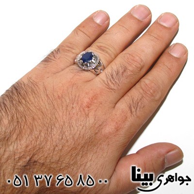 انگشتر یاقوت کبود مردانه طرح امیر شماره سه
