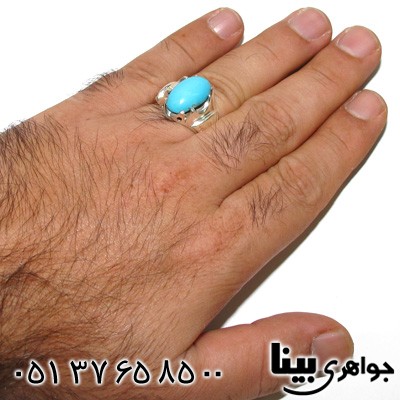 انگشتر فیروزه آمریکا مردانه درشت کلاسیک