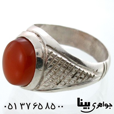 انگشتر عقیق یمنی مردانه طرح سنتی شماره دو