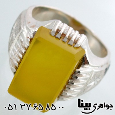 انگشتر عقیق شرف الشمس مردانه درشت ترکیبی