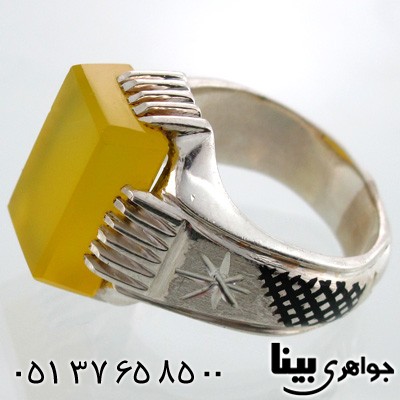 انگشتر عقیق شرف الشمس مردانه درشت ترکیبی