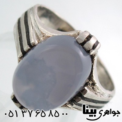 انگشتر عقیق یمنی کبود مردانه چهار چنگ