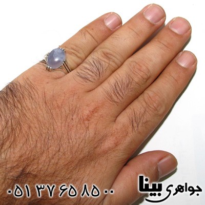 انگشتر عقیق یمنی کبود مردانه چهار چنگ