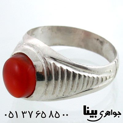 انگشتر عقیق یمنی مردانه طرح سنتی شماره پنج