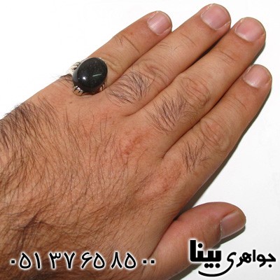 انگشتر عقیق یمنی سیاه مردانه