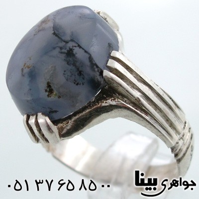 انگشتر عقیق یمنی کبود شجری مردانه
