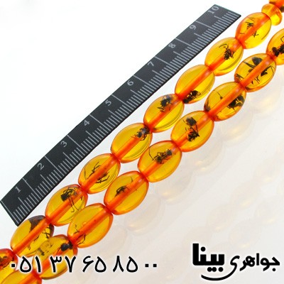 تسبیح کهربا پودری حشره ای بیضی