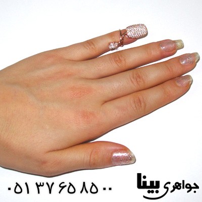 انگشتر نقره زنانه بند انگشتی طرح ناخن و نگین دو