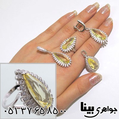 سرویس سیترین صنعتی زنانه طرح اشکی درشت
