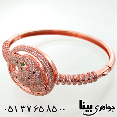 دستبند نقره زنانه جگوار چشم زمردین