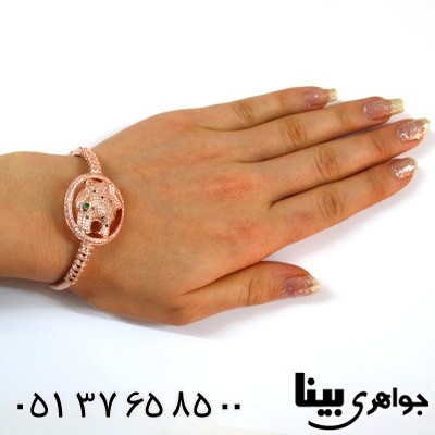 دستبند نقره زنانه جگوار چشم زمردین